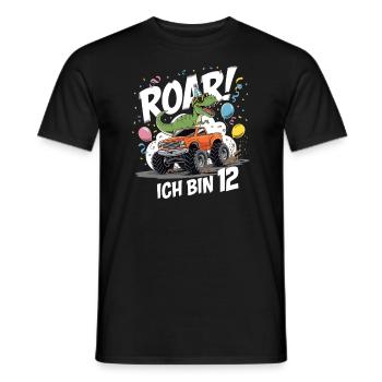 12. Geburtstag 12 Jahre Dino Monstertruck Fan - Männer T-Shirt - Schwarz - Vorne - AI Model Male 178 light (178cm)
