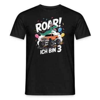 3ème anniversaire 3 ans Dino Monster Truck Fan - T-shirt homme - noir - Devant - AI Model Male 178 light (178cm)