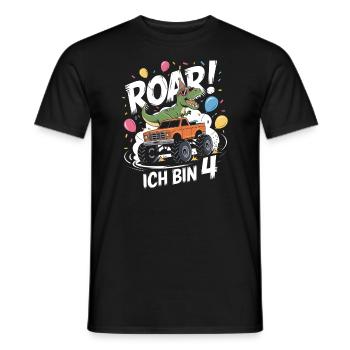 4ème anniversaire 4 ans Dino Monster Truck Fan - T-shirt homme - noir - Devant - AI Model Male 178 light (178cm)