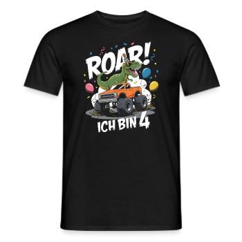 4ème anniversaire 4 ans Dino Monster Truck Fan - T-shirt homme - noir - Devant - AI Model Male 178 light (178cm)