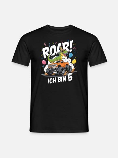 6. Geburtstag 6 Jahre Dino Monstertruck Fan - T-shirt herr - svart