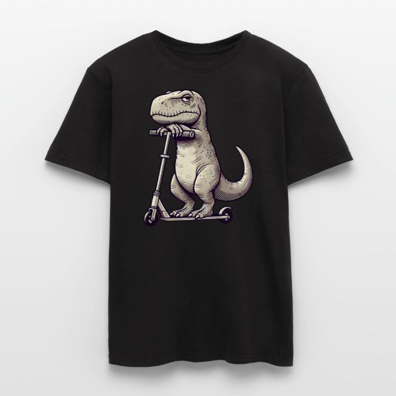 Grumpy Dino T-Rex sur Kickroller Comic T-shirt homme