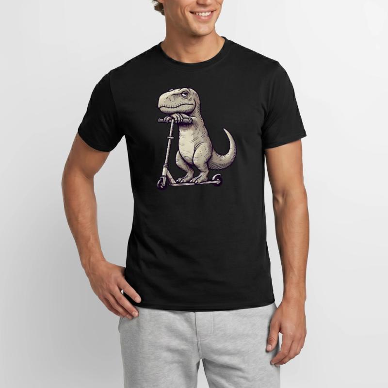 Grumpy Dino T-Rex sur Kickroller Comic T-shirt homme
