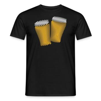 2 Biergläser Stoßen An (Bier / Scribble) - Männer T-Shirt - Schwarz - Vorne - AI Model Male 178 light (178cm)