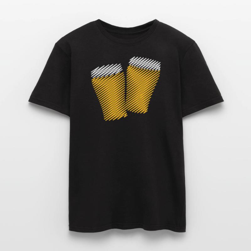 2 Biergläser Stoßen An (Bier / Scribble) Männer T-Shirt