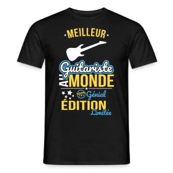 Bester Gitarrist der Welt - 100% genial - Männer T-Shirt - Schwarz - Vorne - AI Model Male 178 light (178cm)