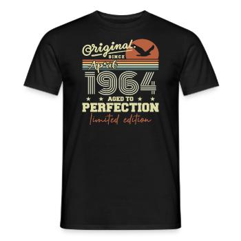 Cadeau Avril 1964 | 61ème Anniversaire Avril 1964 - T-shirt homme - noir - Devant - AI Model Male 178 light (178cm)