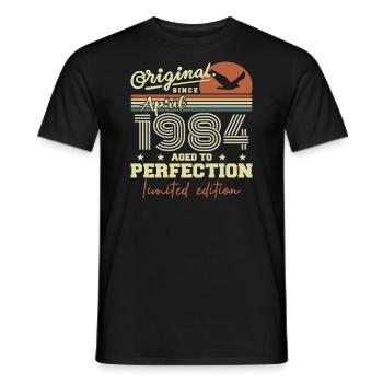 April 1984 Gift | 41st Anniversary April 1984 - Men's T-Shirt - black - Front - AI Model Male 178 light (178cm)