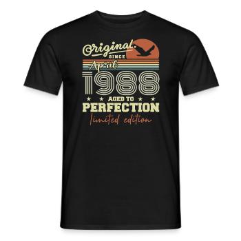 Cadeau Avril 1988 | 37ème Anniversaire Avril 1988 - T-shirt homme - noir - Devant - AI Model Male 178 light (178cm)