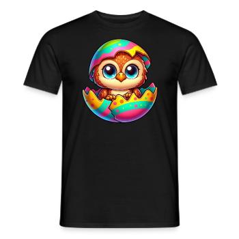 hibou mignon oeuf de Pâques dessin animé hatch coloré - T-shirt homme - noir - Devant - AI Model Male 178 light (178cm)