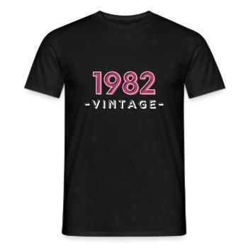 born 1982 gift idea birthday year 82 - Men's T-Shirt - black - Front - AI Model Male 178 light (178cm)