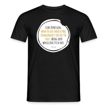 Depression Pizza black-yellow - Men's T-Shirt - black - Front - AI Model Male 178 light (178cm)