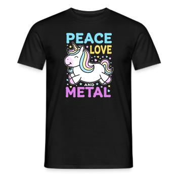 Metal Einhorn - Peace Love and Metal - Männer T-Shirt - Schwarz - Vorne - AI Model Male 178 light (178cm)