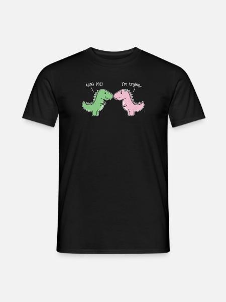 Funny Valentines Day T-Rex - Hug ME! I'm trying - Men's T-Shirt - black