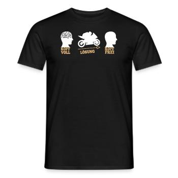 Motorrad - Biker - Kopf voll - Lösung - Männer T-Shirt - Schwarz - Vorne - AI Model Male 178 light (178cm)