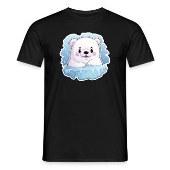 Ours polaire Kawaii - T-shirt homme - noir - Devant - AI Model Male 178 light (178cm)
