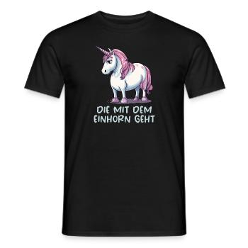 Die mit dem Einhorn geht - Männer T-Shirt - Schwarz - Vorne - AI Model Male 178 light (178cm)