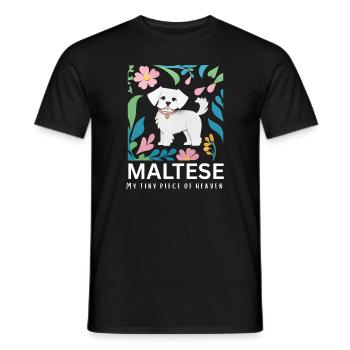 Tiny Piece of Heaven – Sweet Maltese Boho - Men's T-Shirt - black - Front - AI Model Male 178 light (178cm)