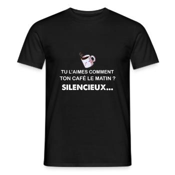 Expression Humour Café Du Matin - T-shirt homme - noir - Devant - AI Model Male 178 light (178cm)