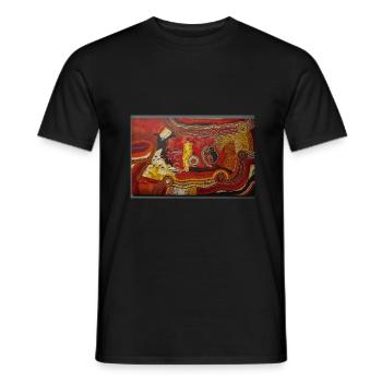 aborigène lignes rouge jaune - T-shirt homme - noir - Devant - AI Model Male 178 light (178cm)