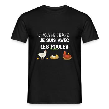 Poule humour citation jardin et poule - T-shirt homme - noir - Devant - AI Model Male 178 light (178cm)