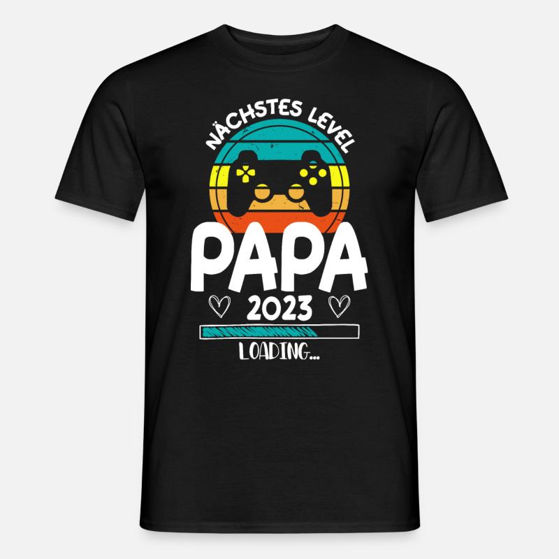 Papa Level Loading - Männer T-Shirt - Schwarz