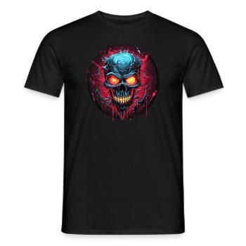 Explosive Surrealität: Totenschädel Crazy Skull - Männer T-Shirt - Schwarz - Vorne - AI Model Male 178 light (178cm)
