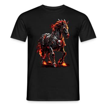 Horse Pony Fire Flame Mystical - Men's T-Shirt - black - Front - AI Model Male 178 light (178cm)