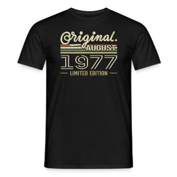 August 1977 Geburtstag August 1977 August 1977 Retro - Männer T-Shirt - Schwarz - Vorne - AI Model Male 178 light (178cm)