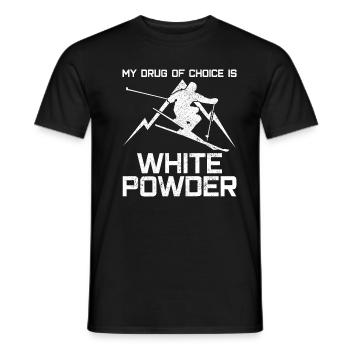 White Powder - Ski Lustig Geschenk - Männer T-Shirt - Schwarz - Vorne - AI Model Male 178 light (178cm)