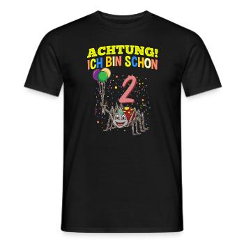 Achtung Ich Bin Schon 2 Tier Geburtstag Spinne - Männer T-Shirt - Schwarz - Vorne - AI Model Male 178 light (178cm)