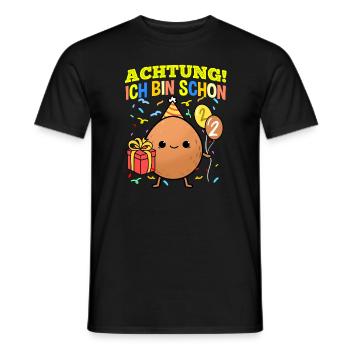 Achtung Ich Bin Schon 2 Geburtstag Kokosnuss - Männer T-Shirt - Schwarz - Vorne - AI Model Male 178 light (178cm)