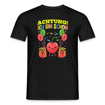 Achtung Ich Bin Schon 2 Geburtstag Kirsche - Männer T-Shirt - Schwarz - Vorne - AI Model Male 178 light (178cm)