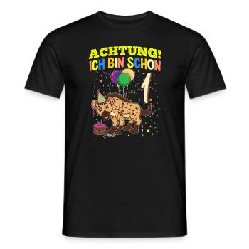 Achtung Ich Bin Schon 1 Tier Geburtstag Hyäne - Männer T-Shirt - Schwarz - Vorne - AI Model Male 178 light (178cm)