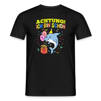 Achtung Ich Bin Schon 1 Tier Geburtstag Delfin - Männer T-Shirt - Schwarz - Vorne - AI Model Male 178 light (178cm)