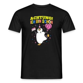 Achtung Ich Bin Schon 2 Geburtstag Pinguin - Männer T-Shirt - Schwarz - Vorne - AI Model Male 178 light (178cm)