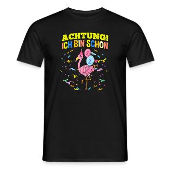 Achtung Ich Bin Schon 2 Geburtstag Flamingo - Männer T-Shirt - Schwarz - Vorne - AI Model Male 178 light (178cm)