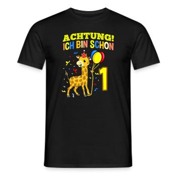 Achtung Ich Bin Schon 1 Geburtstag Giraffe - Männer T-Shirt - Schwarz - Vorne - AI Model Male 178 light (178cm)