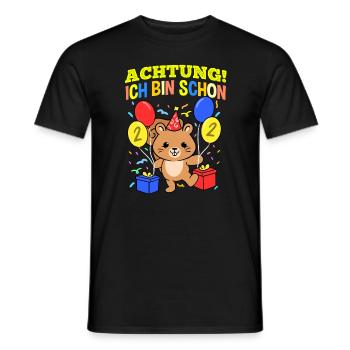 Achtung Ich Bin Schon 2 Geburtstag Eichhörnchen - Männer T-Shirt - Schwarz - Vorne - AI Model Male 178 light (178cm)