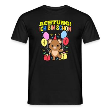 Achtung Ich Bin Schon 1 Geburtstag Teddybär - Männer T-Shirt - Schwarz - Vorne - AI Model Male 178 light (178cm)