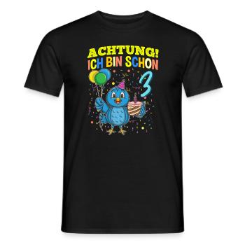 Achtung Ich Bin Schon 3 Tier Geburtstag Vogel - Männer T-Shirt - Schwarz - Vorne - AI Model Male 178 light (178cm)