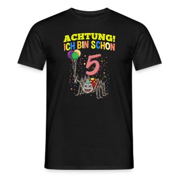 Achtung Ich Bin Schon 5 Tier Geburtstag Spinne - Männer T-Shirt - Schwarz - Vorne - AI Model Male 178 light (178cm)