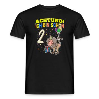 Achtung Ich Bin Schon 2 Tier Geburtstag Pavian - Männer T-Shirt - Schwarz - Vorne - AI Model Male 178 light (178cm)