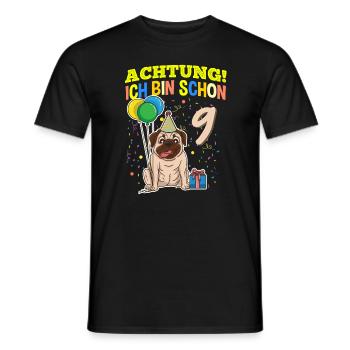 Achtung Ich Bin Schon 9 Tier Geburtstag Mops - Männer T-Shirt - Schwarz - Vorne - AI Model Male 178 light (178cm)