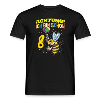 Achtung Ich Bin Schon 8 Tier Geburtstag Wespe - Männer T-Shirt - Schwarz - Vorne - AI Model Male 178 light (178cm)