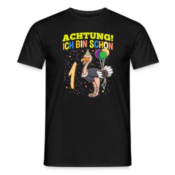 Achtung Ich Bin Schon 1 Tier Geburtstag Strauß - Männer T-Shirt - Schwarz - Vorne - AI Model Male 178 light (178cm)