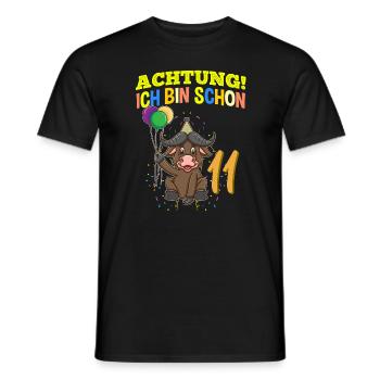 Achtung Ich Bin Schon 11 Geburtstag Büffel Bison - Männer T-Shirt - Schwarz - Vorne - AI Model Male 178 light (178cm)