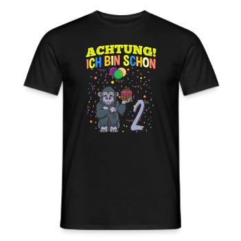 Achtung Ich Bin Schon 2 Geburtstag Gorilla - Männer T-Shirt - Schwarz - Vorne - AI Model Male 178 light (178cm)