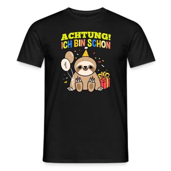 Achtung Ich Bin Schon 1 Tier Geburtstag Faultier - Männer T-Shirt - Schwarz - Vorne - AI Model Male 178 light (178cm)