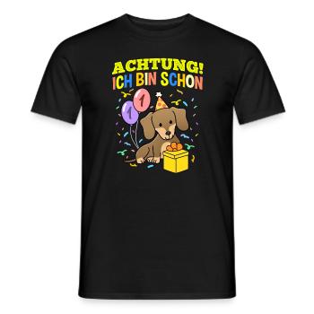 Achtung Ich Bin Schon 1 Geburtstag Dackel - Männer T-Shirt - Schwarz - Vorne - AI Model Male 178 light (178cm)